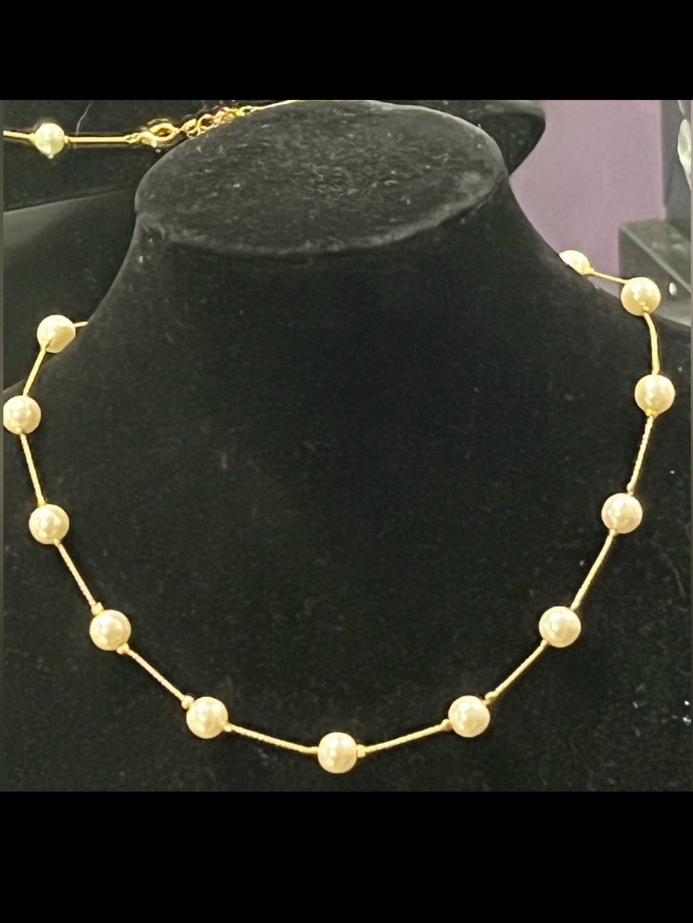 Pearl Link gold chain adjustable ladies statement Bridal bride necklace vintage